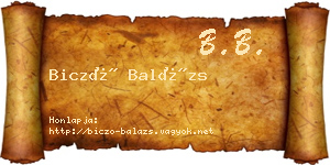 Biczó Balázs névjegykártya